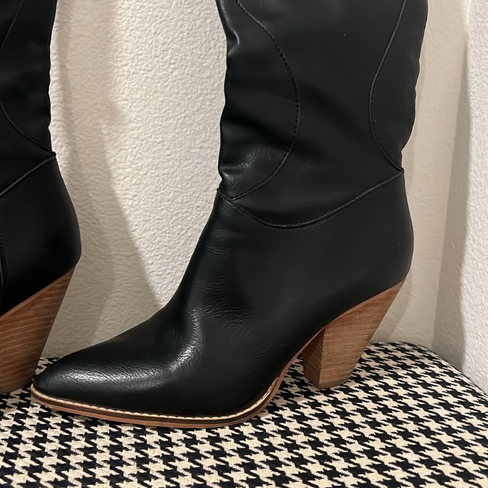 Mi.iM Black Western Boho Boots Faux Leather Side Zip EUC Size 7 - Picture 6 of 16